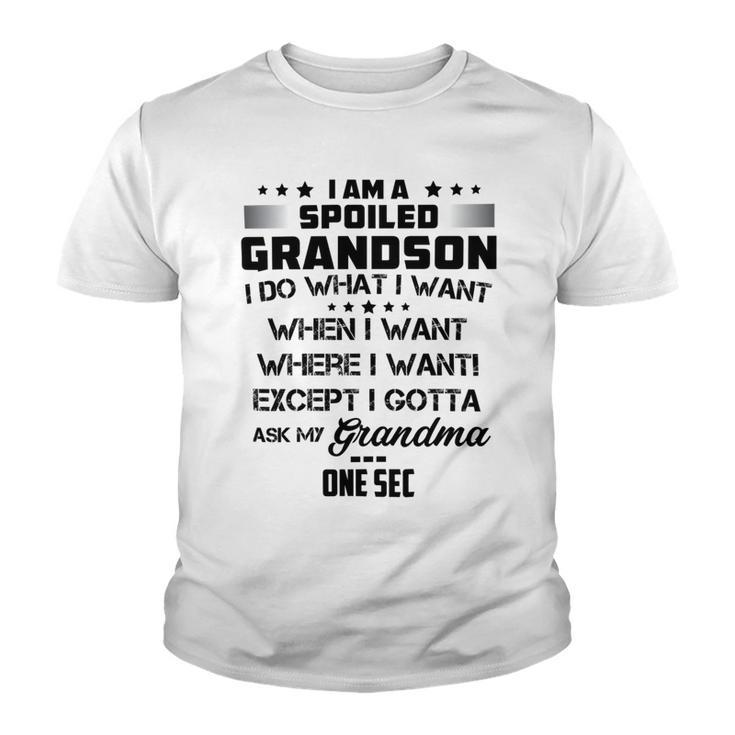 I Am A Spoiled Grandson I Do What I Want  When  I Want Where I Want Except I Gotta Ask My Grandma One Sec V2 Youth T-shirt