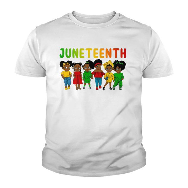 Juneteenth Celebrating 1865 Ancestors Cute Black Girls Kids Youth T-shirt
