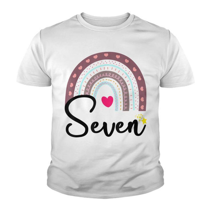 Kids 7Th Birthday Rainbow Party Kids Seven Year Old  Youth T-shirt
