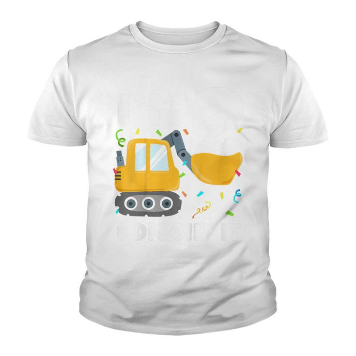 Kids Construction Truck 2Nd Birthday Boy 2 Two Year Old Excavator  Youth T-shirt