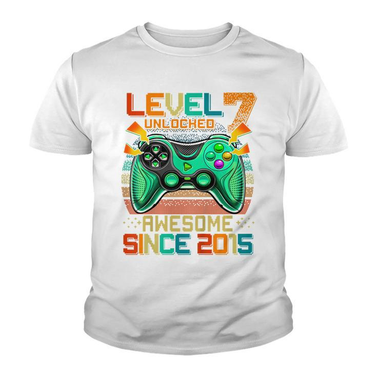 Kids Level 7 Unlocked Awesome 2015 Video Game 7Th Birthday Boy  Youth T-shirt