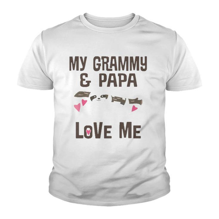 Kids My Grammy And Papa Love Me Granddaughter Sloth Youth T-shirt