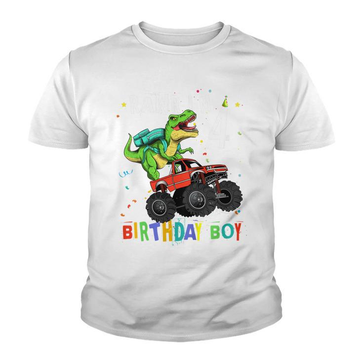Kids Rawr Im4 4Th Birthday T Rex Dinosaur Party For Boys  Youth T-shirt