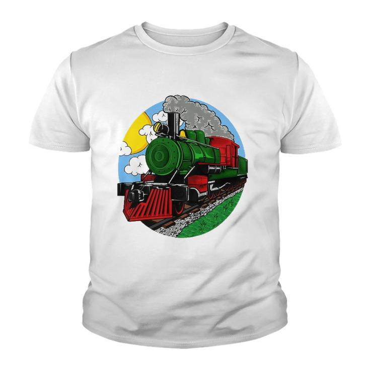 Kids Steam Locomotive Gift For Boys Or Girls Railroad Train Youth T-shirt