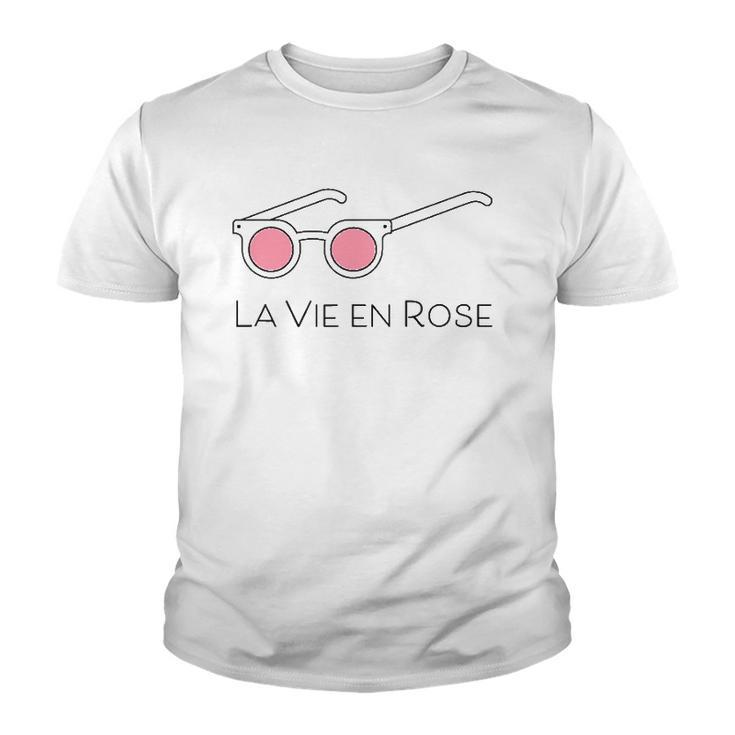 La Vie En Rose Pink Glasses Youth T-shirt