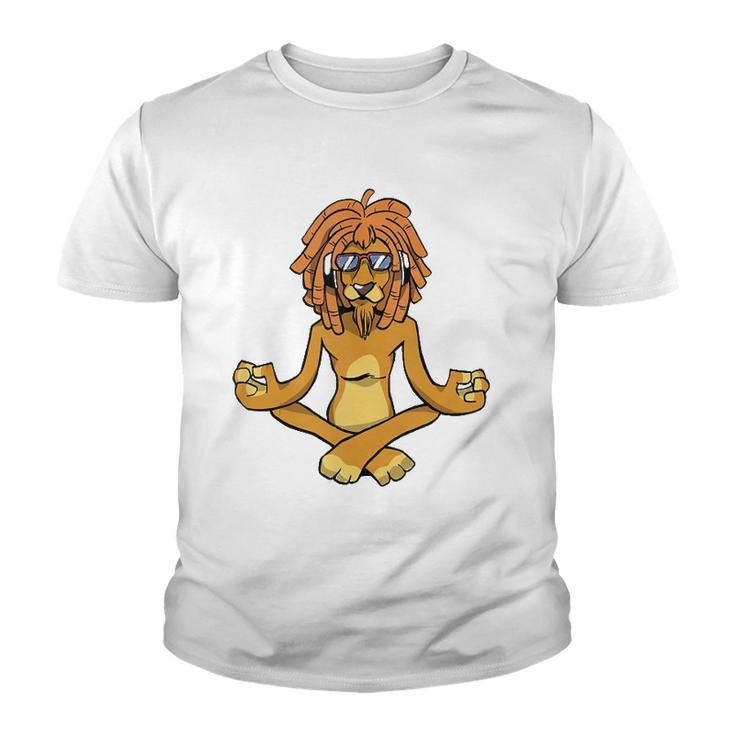 Lion Doing Meditation - Funny Yoga Youth T-shirt