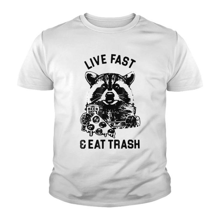 Live Fast Eat Trash Funny Raccoon Hiking Youth T-shirt