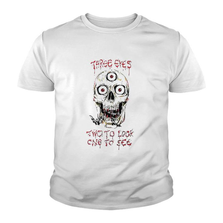 Marcos Alvarado Three Eyes Two To Look One To See Skull Youth T-shirt