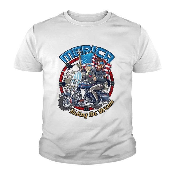 Merica  Funny 4Th Of July Washington Lincoln Biker Gift Youth T-shirt