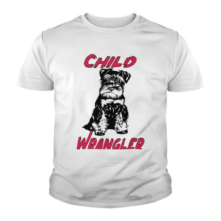 Miniature Schnauzer At Home Child Wrangler Multi Tasking Dog Youth T-shirt