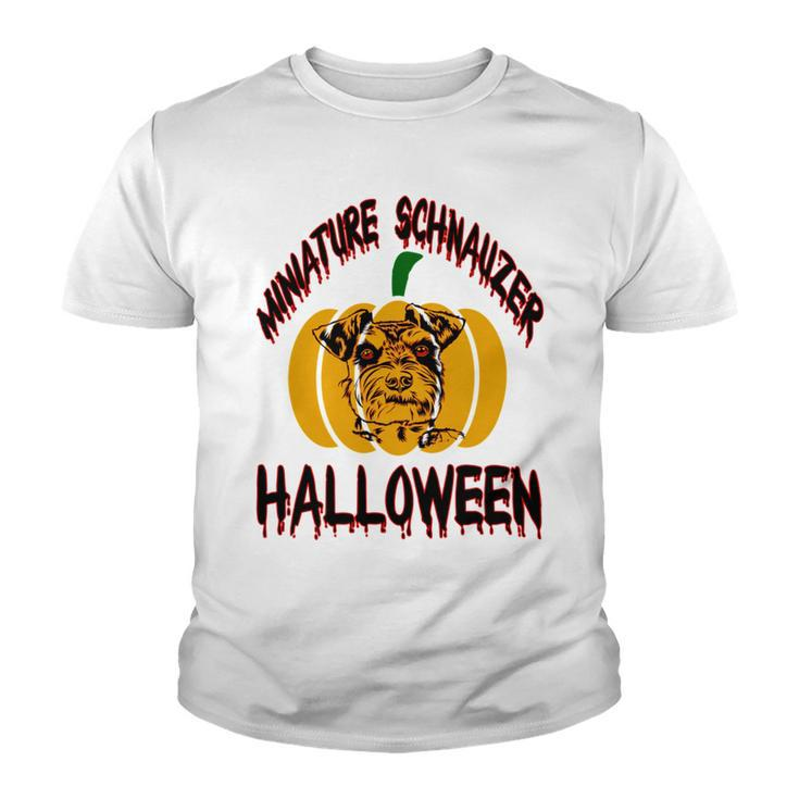 Miniature Schnauzer Halloween On All Hallows Night Youth T-shirt