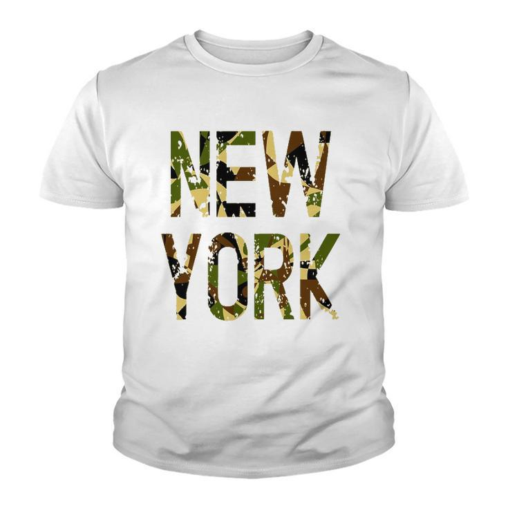 New York Camo Distressed Gift Youth T-shirt
