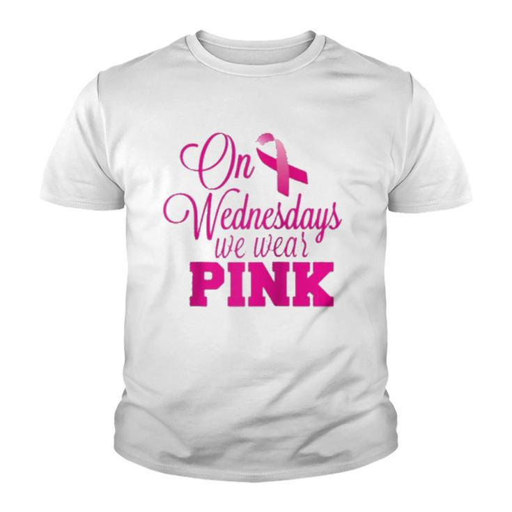 On Wednesdays We Wear Pink Breast Cancer Awareness Raglan Baseball Tee Youth T-shirt