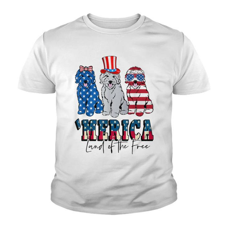 Patriotic Goldendoodle Dog 4Th Of July America Usa Flag  Youth T-shirt