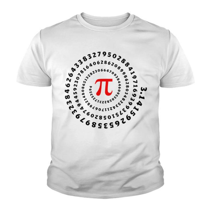 Pi Π Spiral Science Mathematics Math Irrational Number Sequence Youth T-shirt