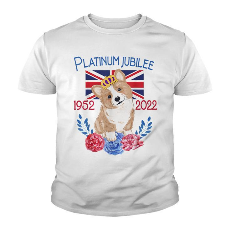 Queens Platinum Jubilee 2022 British Monarch Queen Corgi  Youth T-shirt