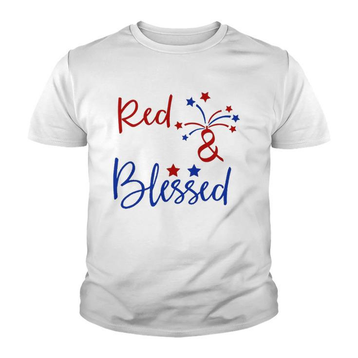 Red White Blessed  4Th Of July Cute Patriotic America Youth T-shirt