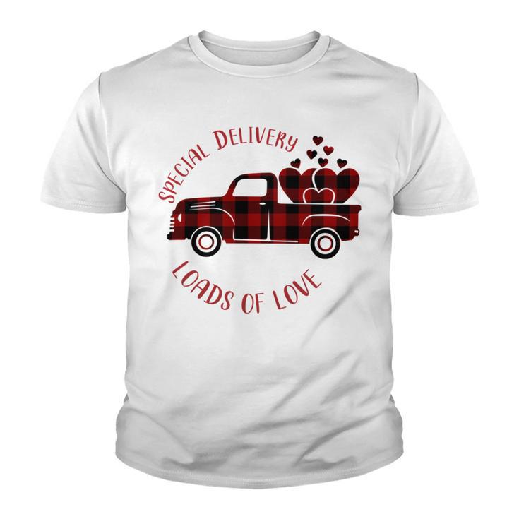 Special Delivery Valentines Car Red Plaid Youth T-shirt