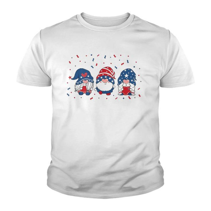 Three Gnomes Celebrating Independence Usa Day 4Th Of July  Youth T-shirt