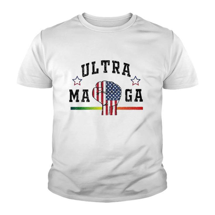 Ultra Maga The Return Of Trump Maga Trump Maga American Flag Fist Youth T-shirt