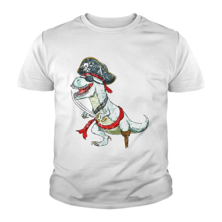 Vintage Pirate Dinosaurrex Funny Tyrannosaurus Halloween  Youth T-shirt