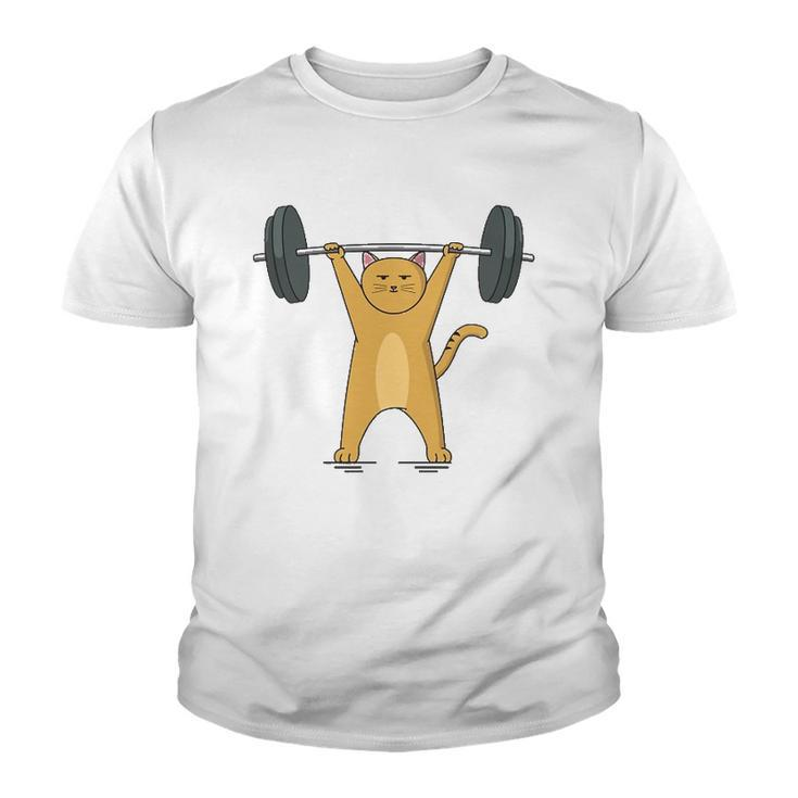 Weightlifting - Cat Barbell Fitness Lovers Gift Youth T-shirt