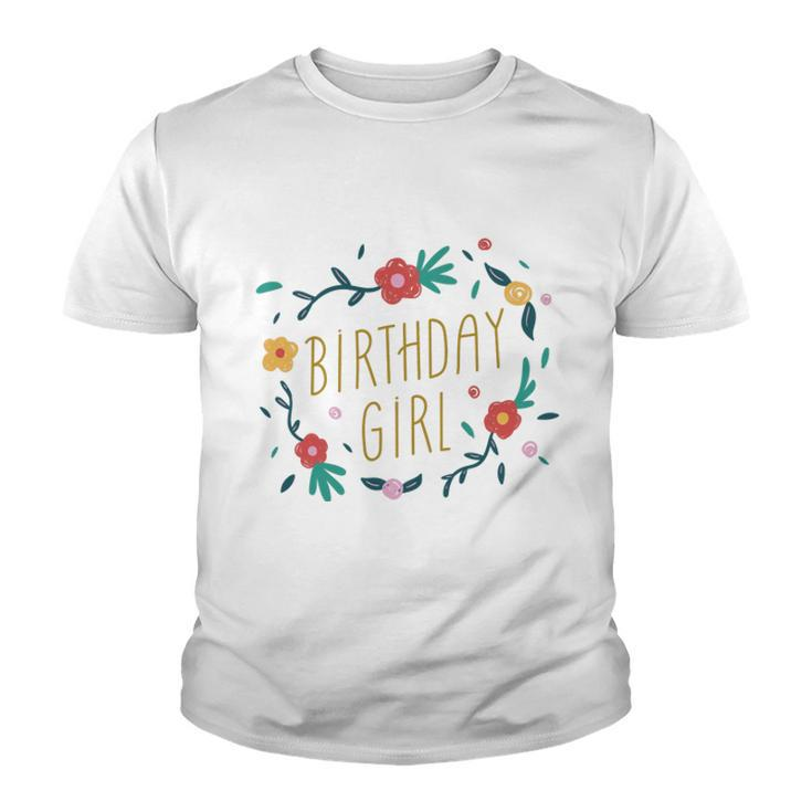 Birthday Girl Floral 1  Youth T-shirt