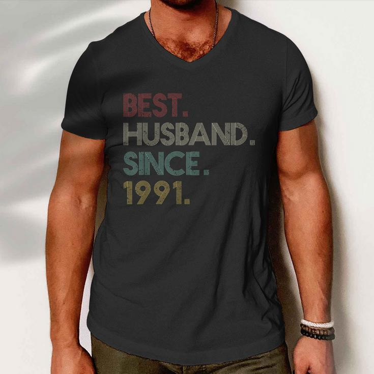 30Th Wedding Anniversary Gift Ideas Best Husband Since 1991 V2 Men V-Neck Tshirt