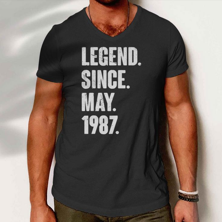 35 Years Old Gift 35Th Birthday Legend Since May 1987 Gift Men V-Neck Tshirt
