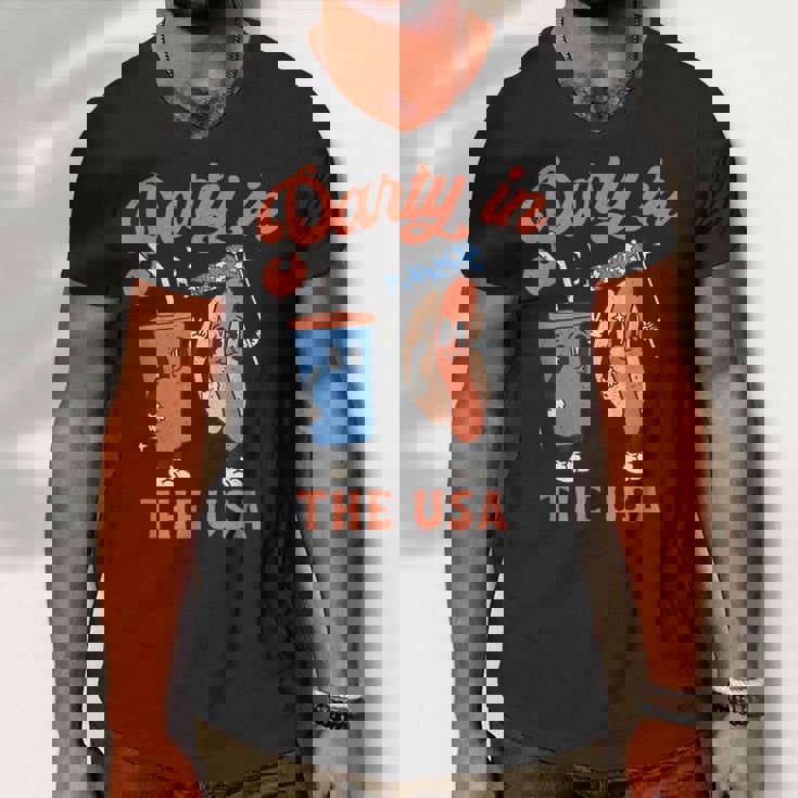 4Th Of July For Hotdog Lover Party In The Usa Men V-Neck Tshirt