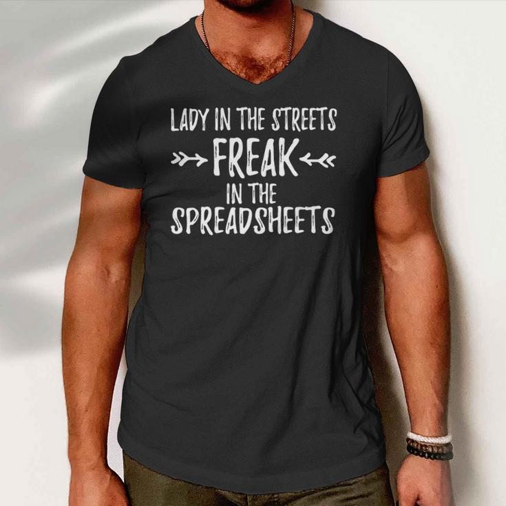 Accountant Lady In The Sheets Freak In The Spreadsheets Men V-Neck Tshirt