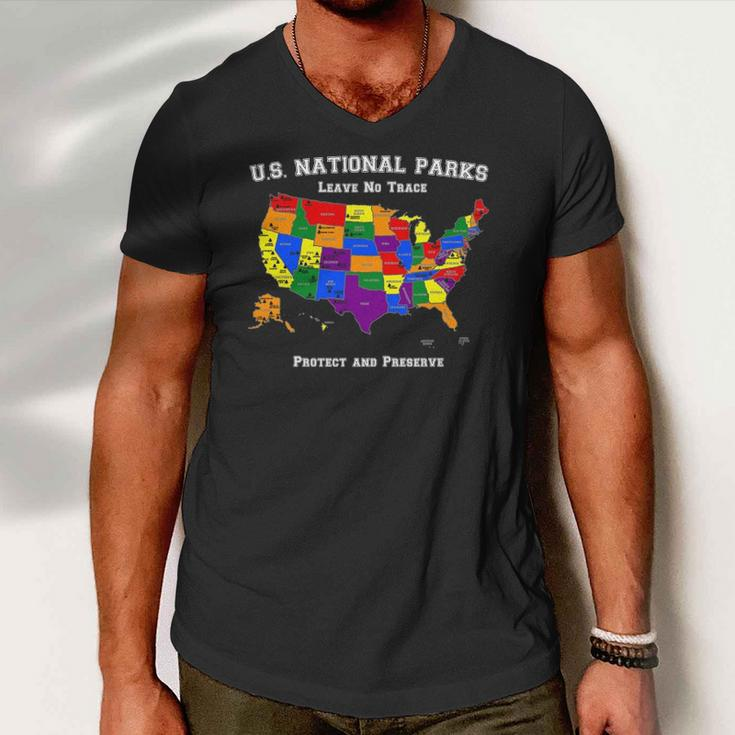 All 63 Us National Parks Design For Campers Hikers Walkers Men V-Neck Tshirt