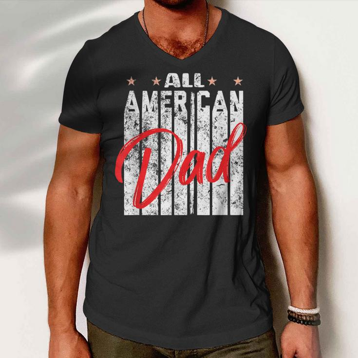 All American Dad Retro 4Th Of July Cool & Funny Melanin Art Men V-Neck Tshirt