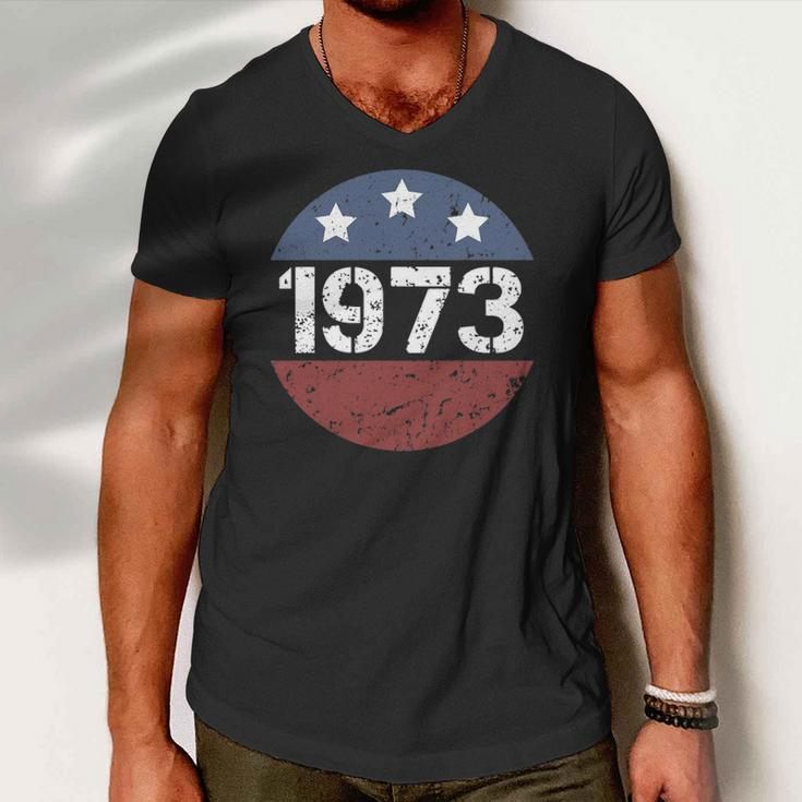 American Flag 1973 Protect Roe V Wade Feminism Pro Choice Men V-Neck Tshirt