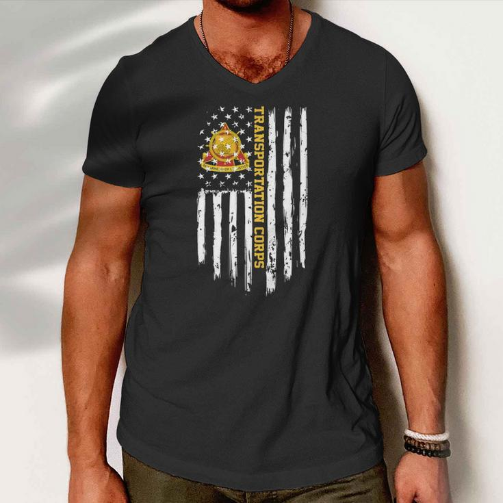 Army Transportation Corps American Flag Men V-Neck Tshirt