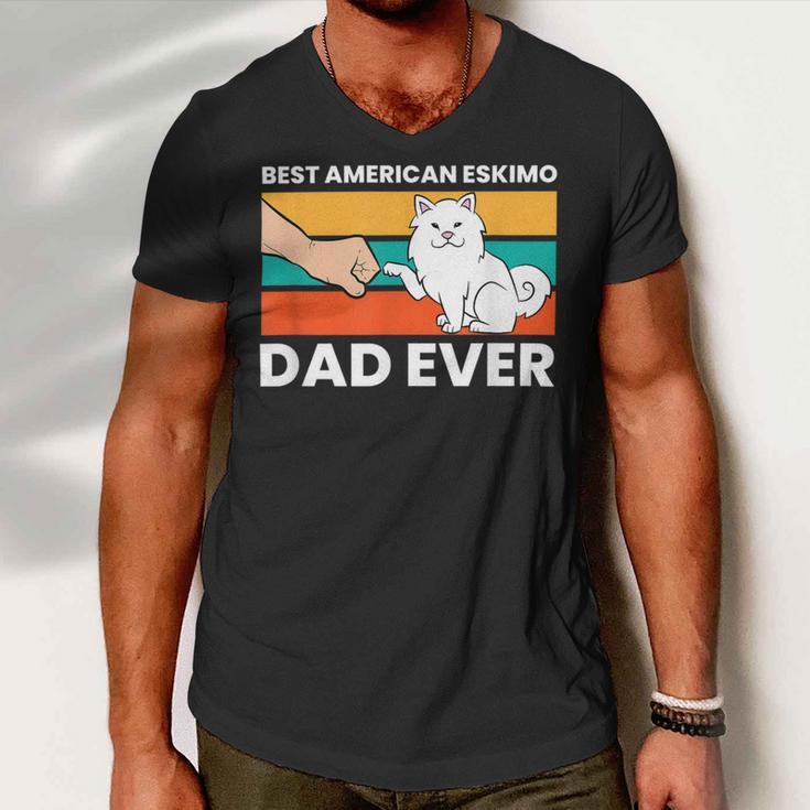 Best American Eskimo Dad Ever Funny American Eskimo Dad Men V-Neck Tshirt