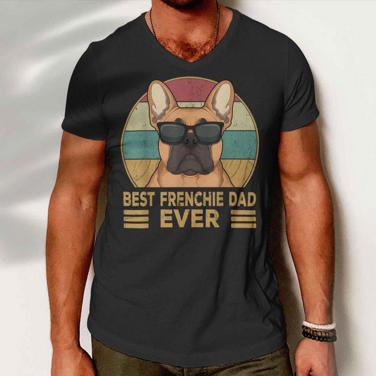 Best Frenchie Dad Ever Funny French Bulldog Dog Owner Men V-Neck Tshirt
