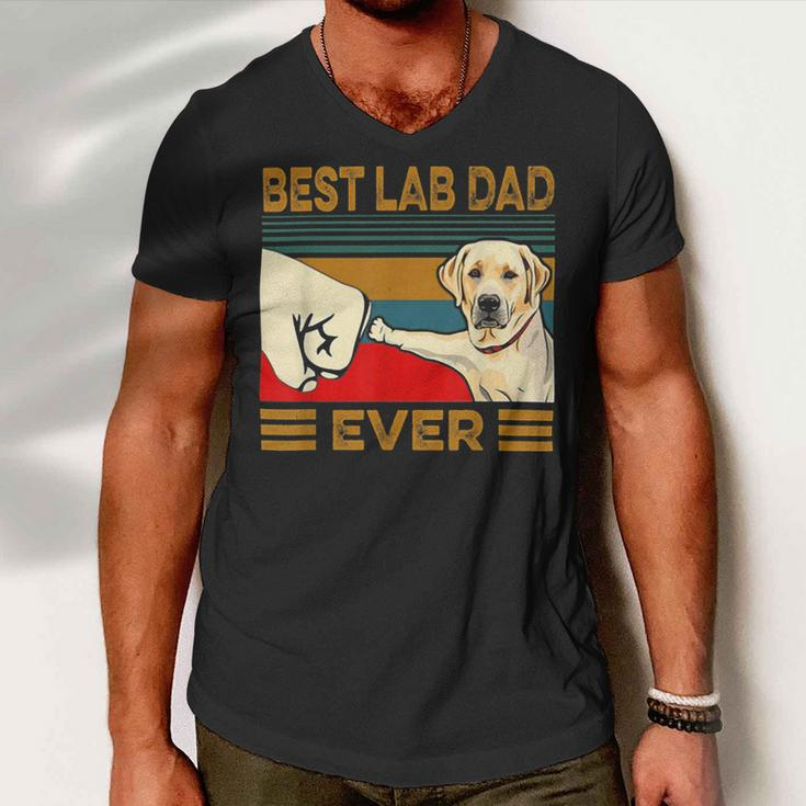 Best Lab Dad Ever Retro Vintage Men V-Neck Tshirt