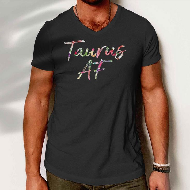 Birthday Gifts - Taurus Af Floral Men V-Neck Tshirt