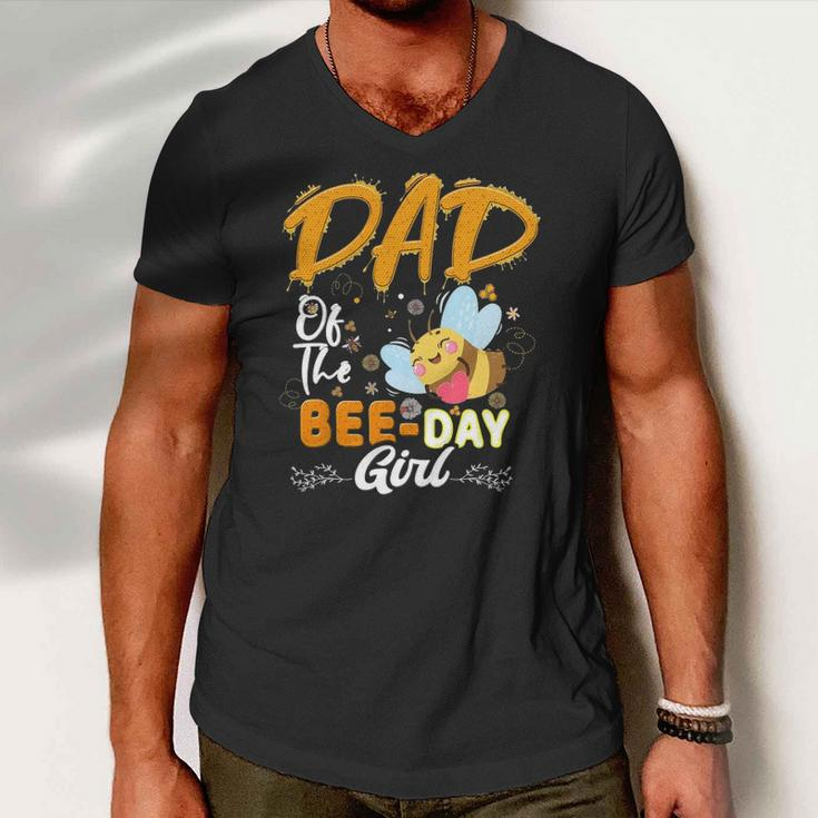 Dad Of The Bee Day Girl Hive Party Matching Birthday Men V-Neck Tshirt