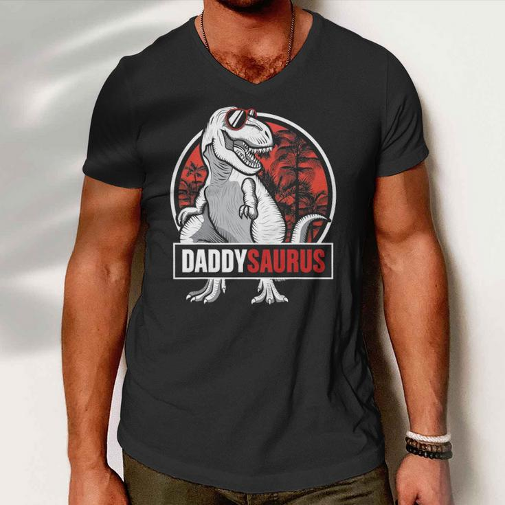 Daddysaurus Fathers Day Giftsrex Daddy Saurus Men Men V-Neck Tshirt