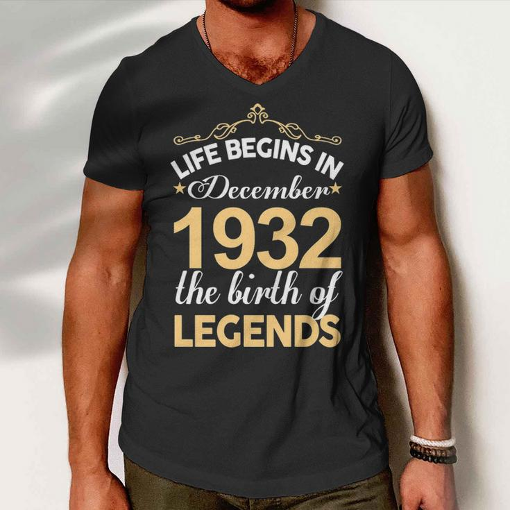 December 1932 Birthday Life Begins In December 1932 V2 Men V-Neck Tshirt