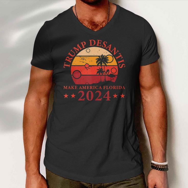 Donald Trump Tee Trump Desantis 2024 Make America Florida Men V-Neck Tshirt