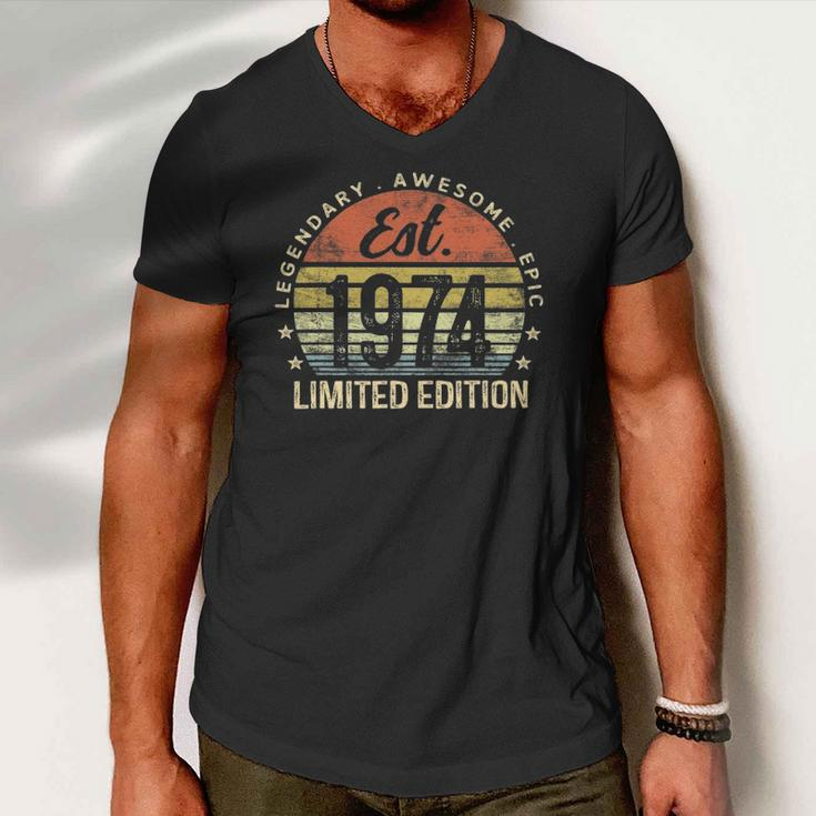 Est 1974 Limited Edition 48Th Birthday Vintage 48 Years Old Men V-Neck Tshirt