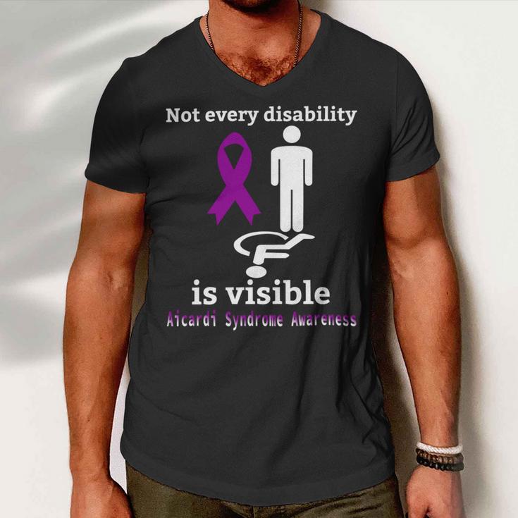 Every Disability Is Visible Aicardi Syndrome Awareness Purple Ribbon Aicardi Syndrome Support Aicardi Syndrome Awareness Men V-Neck Tshirt