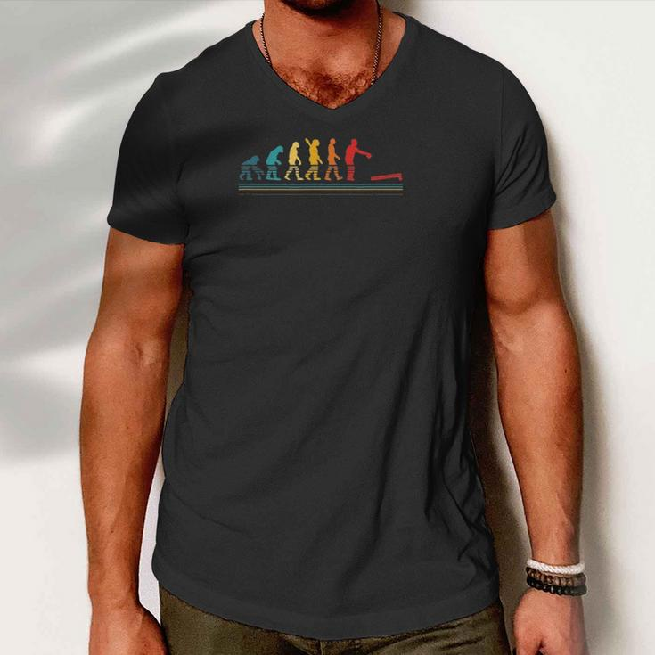 Evolution Of Cornhole In Retro Colors For Cornstars Men V-Neck Tshirt