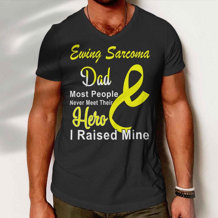 Ewings Sarcoma Dad Most People Never Meet Their Hero I Raised Mine Yellow Ribbon Ewings Sarcoma Ewings Sarcoma Awareness Men V-Neck Tshirt