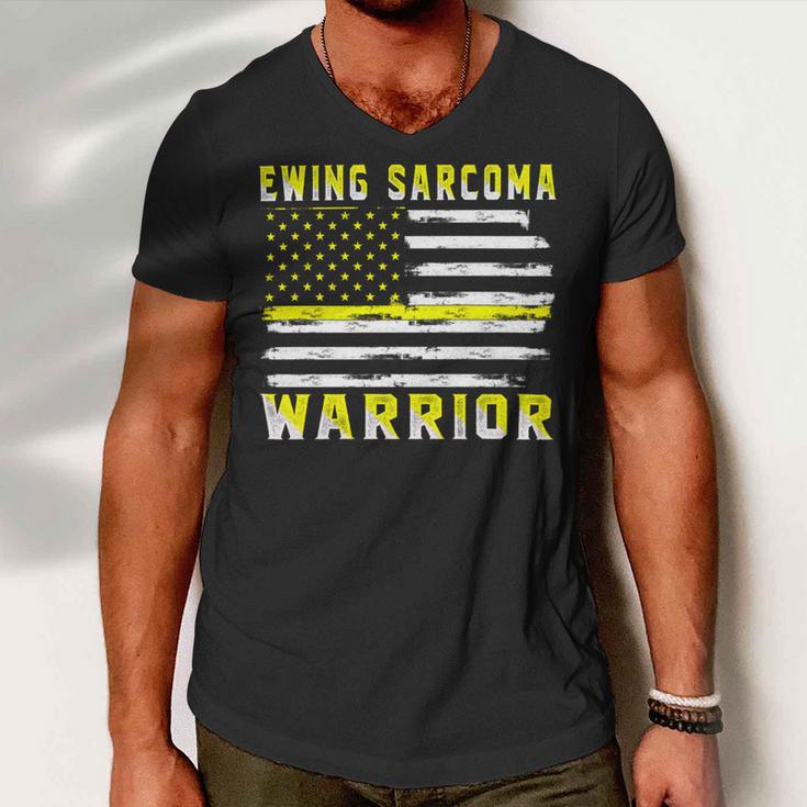 Ewings Sarcoma Warrior Usa Flag United States Flag Yellow Ribbon Ewings Sarcoma Ewings Sarcoma Awareness Men V-Neck Tshirt