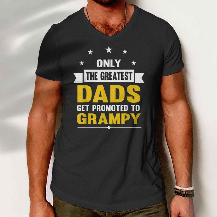 Family 365 The Greatest Dads Get Promoted To Grampy Grandpa Men V-Neck Tshirt