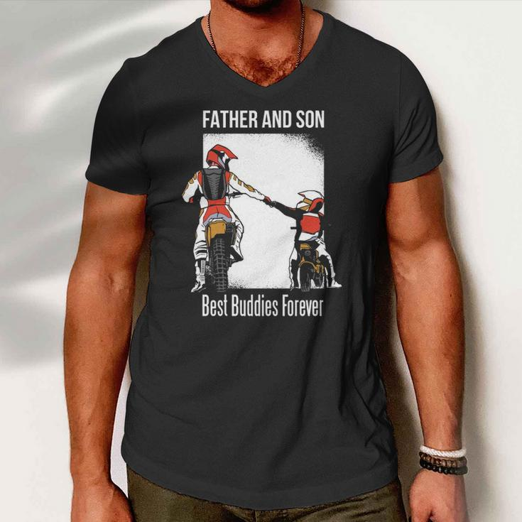 Father And Son Best Buddies Forever Fist Bump Dirt Bike Men V-Neck Tshirt